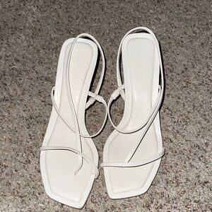Steve Madden White Strappy Square-Toe Slingback Heels